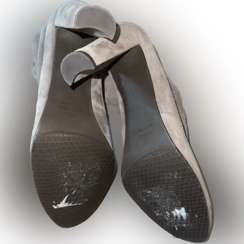Stuart Weitzman highland dark grey suede boots 8.5
